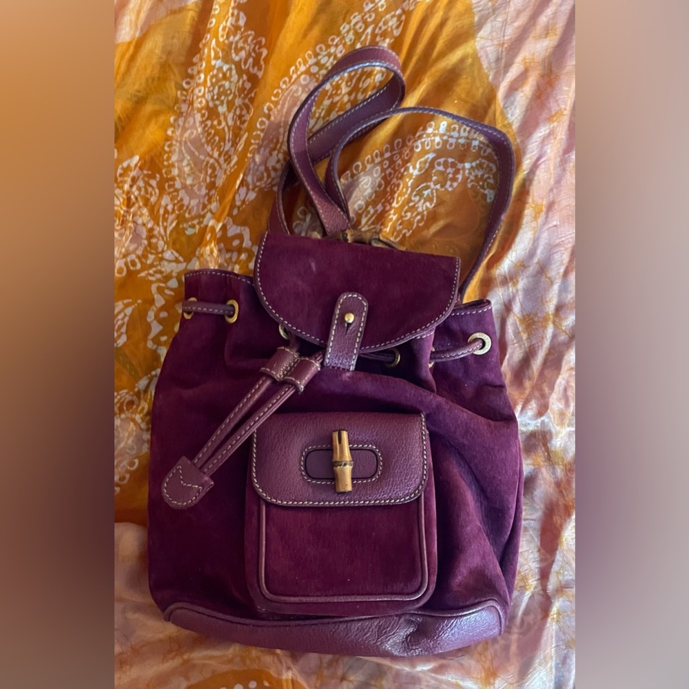 Rare Gucci purple Tom Ford era bamboo backpack. EUC with no noted flaws!